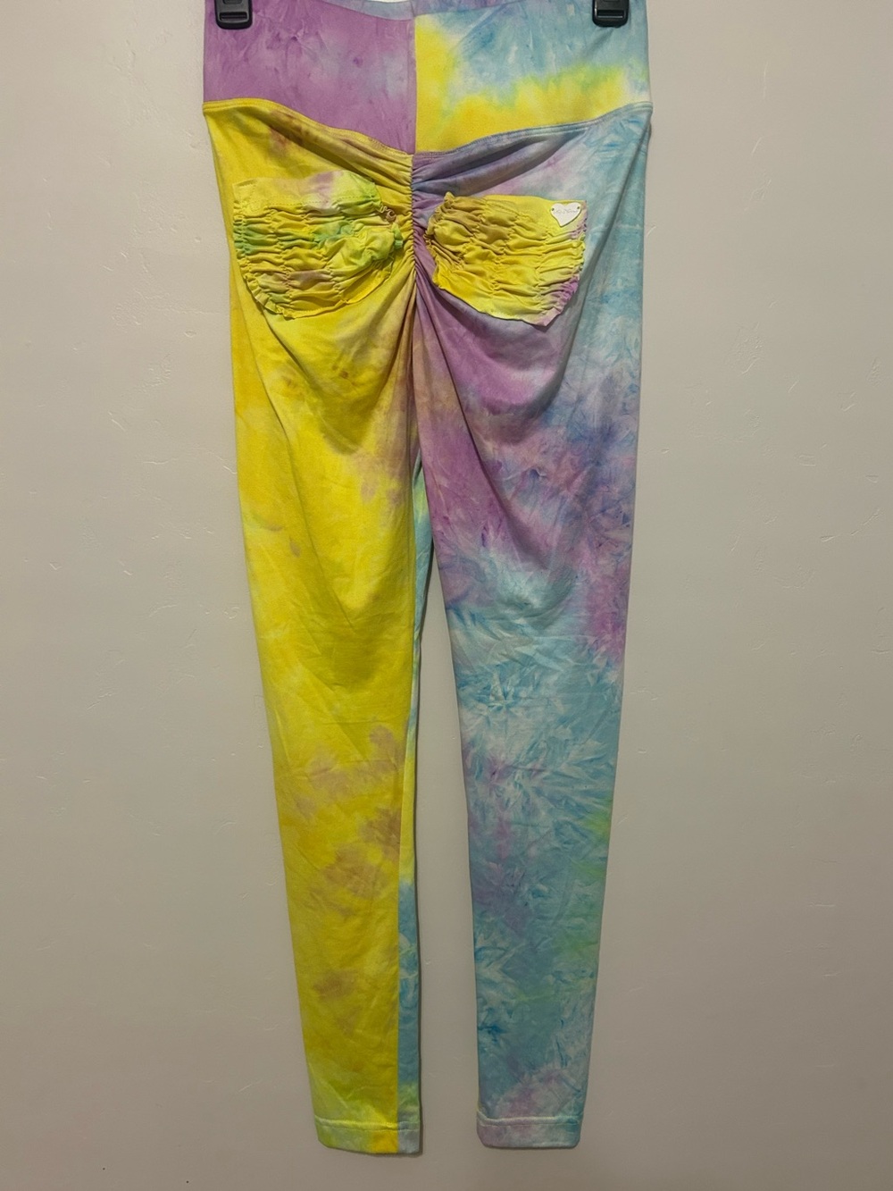 Cute Booty Lounge Pastel Tie-Dye Scrunch Butt Pockets Leggings Size M